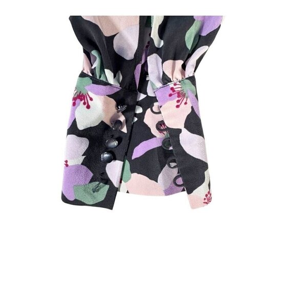 Equipment Femme Woman’s Sz 2 Danette Black Lavender Floral Silk Dress - Picture 11 of 13